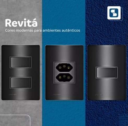 Conjunto 2 Tomadas 2P+T 20A Embutir Revitá Soprano Preto Carbono