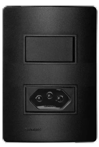 Conjunto 1 Tecla Simples e 1 Tomada 2 Polos + Terra 10A 250V