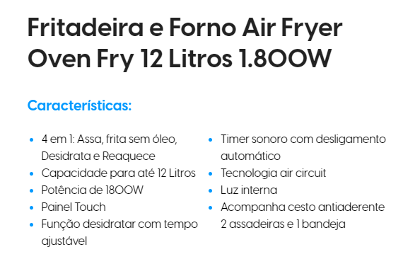 caractersticas fritadeira Elgin